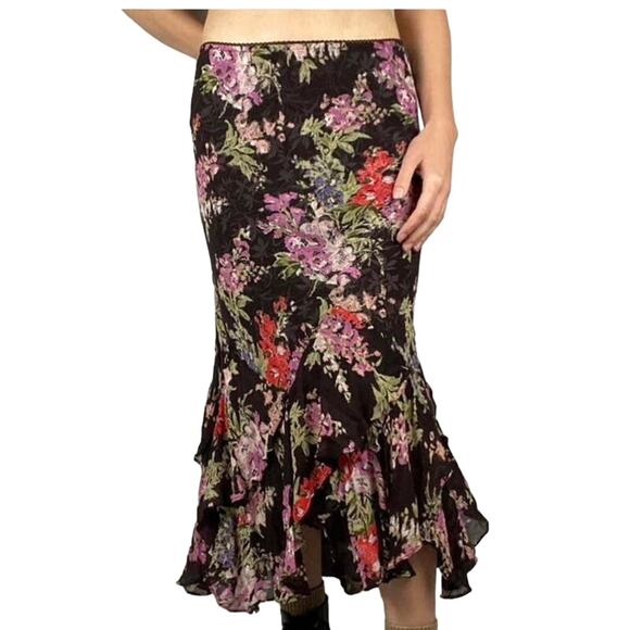 Style & Co Floral Asymmetrical Maxi Skirt Y2K Skirt Brown NWT Women’s size 14 - Picture 7 of 7